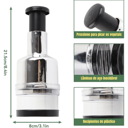 KitchenHelp™ Picadora De Aço Para Alho, Cebola, Gengibre, Pimenta E Fruta