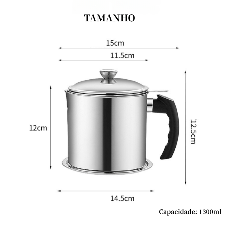 Filtro de Óleo Inox 304 com Tampa e Peneira