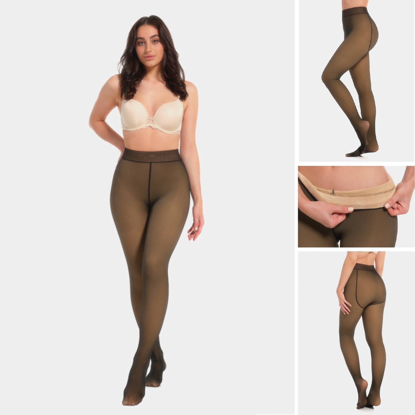 Pernas Falsas Collants Elásticas Forradas a Pelúcia