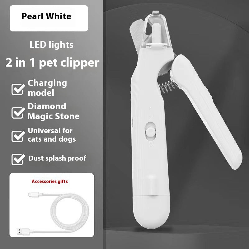 2 In 1 Pet Nail Clippers With LED Light