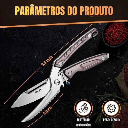 Tesoura de Aves Desmontável Multifuncional - Aço Inoxidável