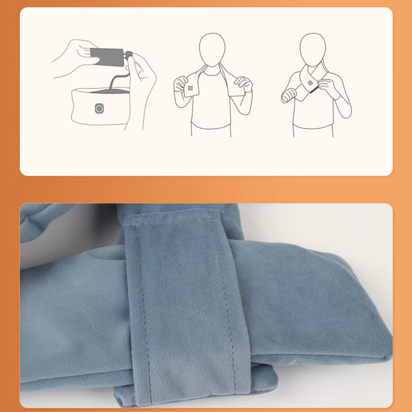 Cachecol Aquecido USB - 3 Níveis de Temperatura com Power Bank