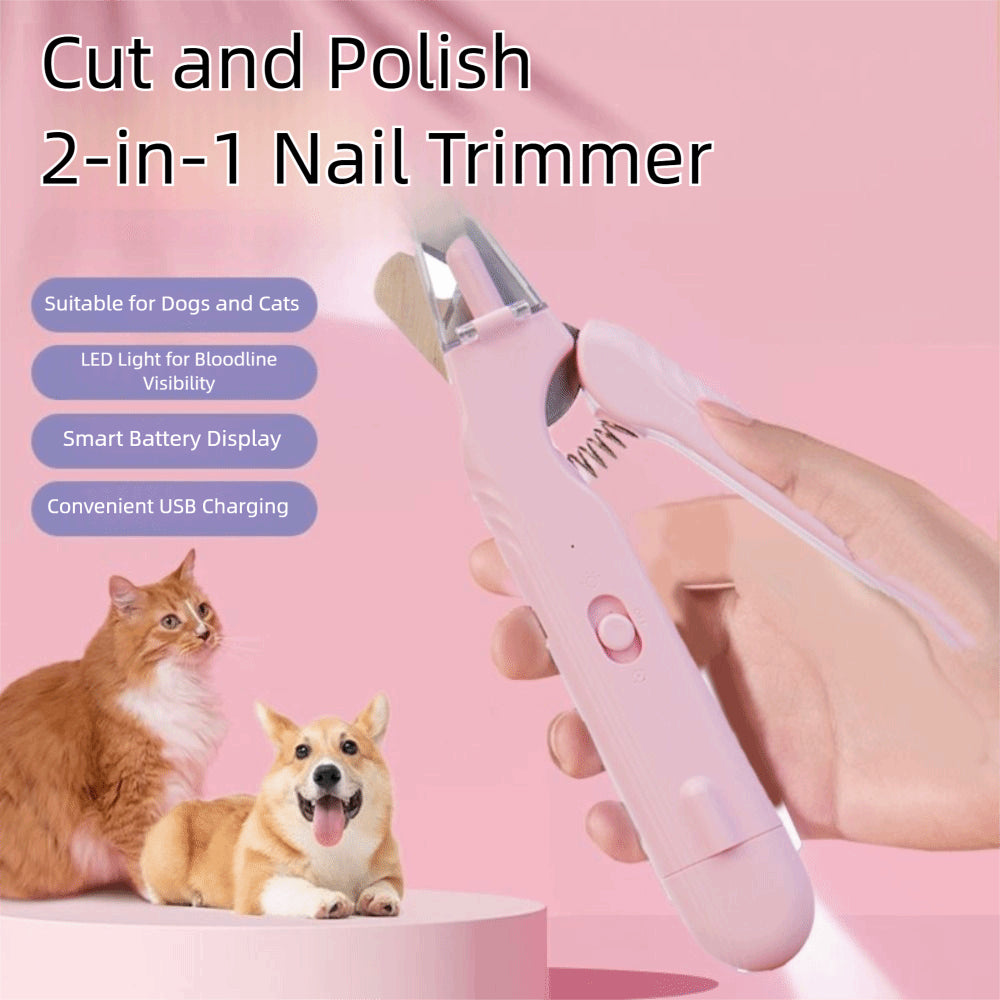 2 In 1 Pet Nail Clippers With LED Light