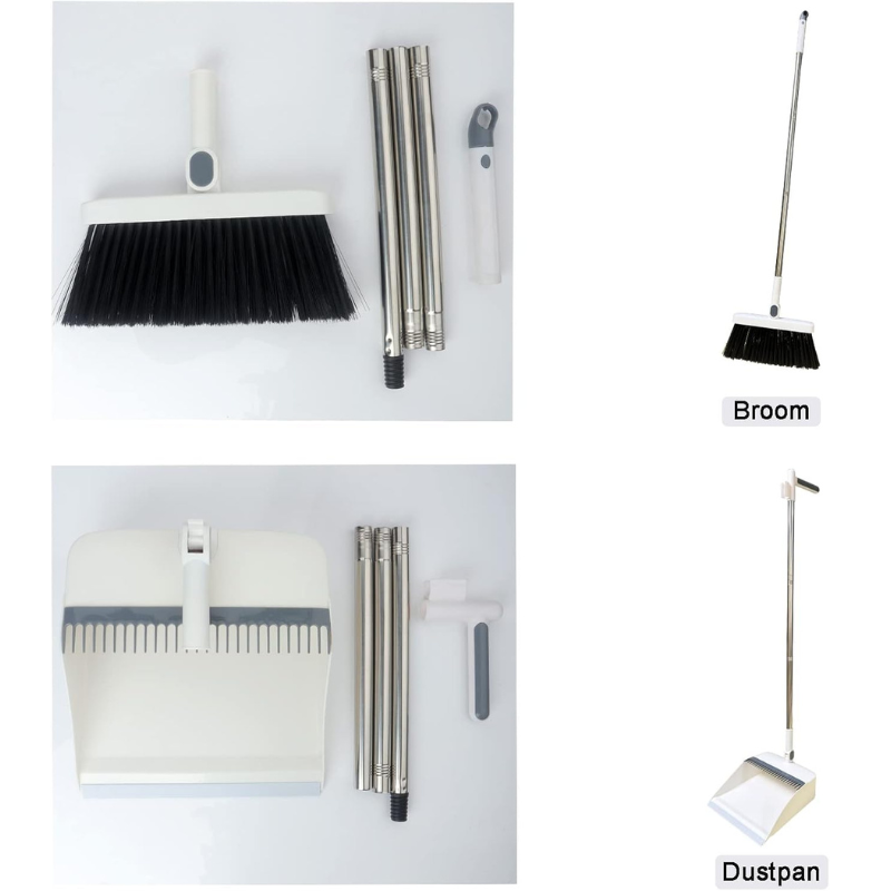 Conjunto de Escova e Pá com Base Giratória de 180°