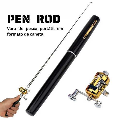 Conjunto de Vara de Pesca Mini Telescópica com Carretilha