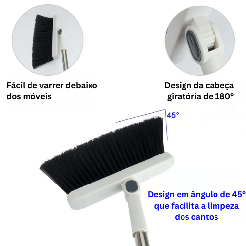 Conjunto de Escova e Pá com Base Giratória de 180°
