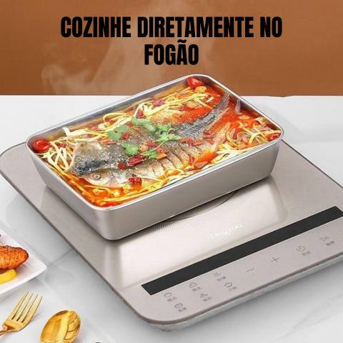 Tabuleiro em Aço Inoxidável 304 - Durável e Seguro (25x20x6cm)