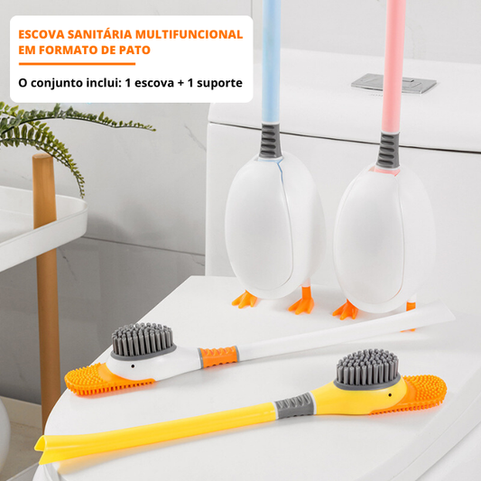 Escova de Vaso Sanitário com Cabo Longo Formato Pato