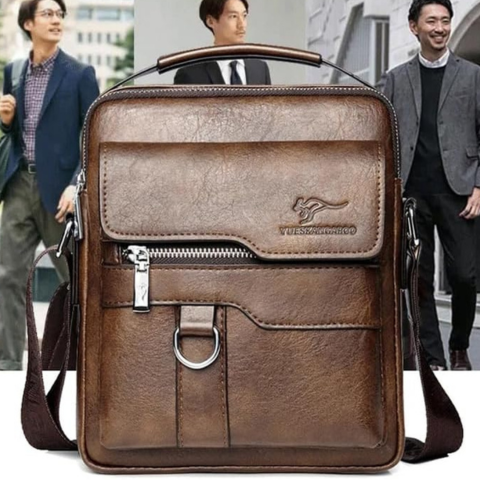 Bolsa De Ombro De Couro Vintage Para Homem
