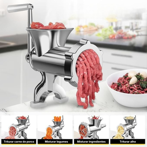 Moínho de Carne Manual em Aço Inoxidável