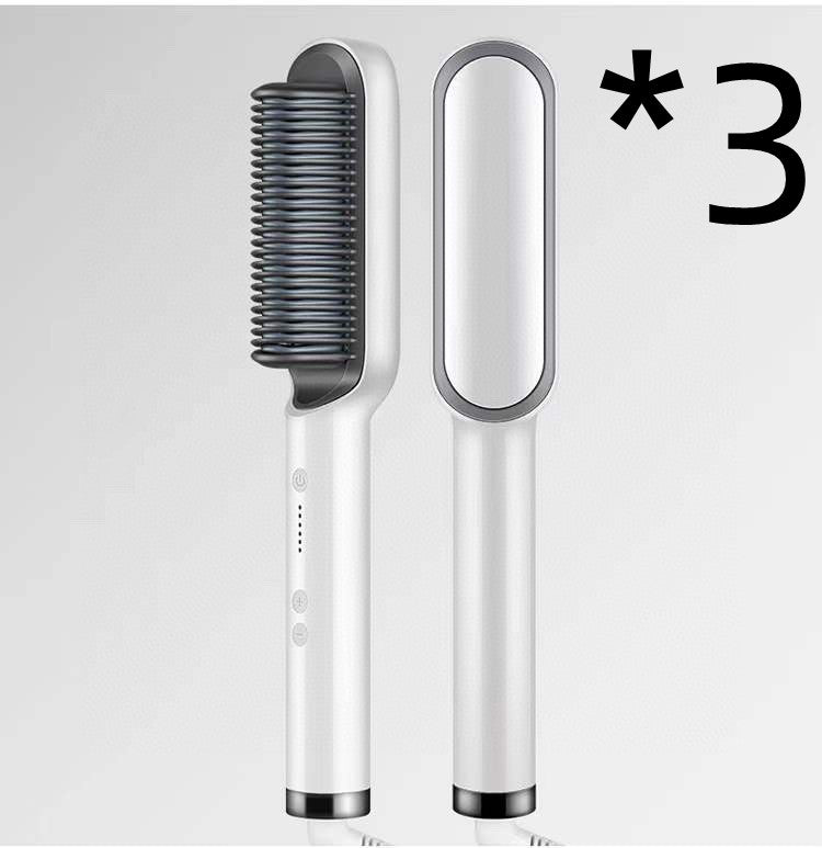 2-in-1 Hair Straightener Hot Comb - Negative Ion Curling Brush