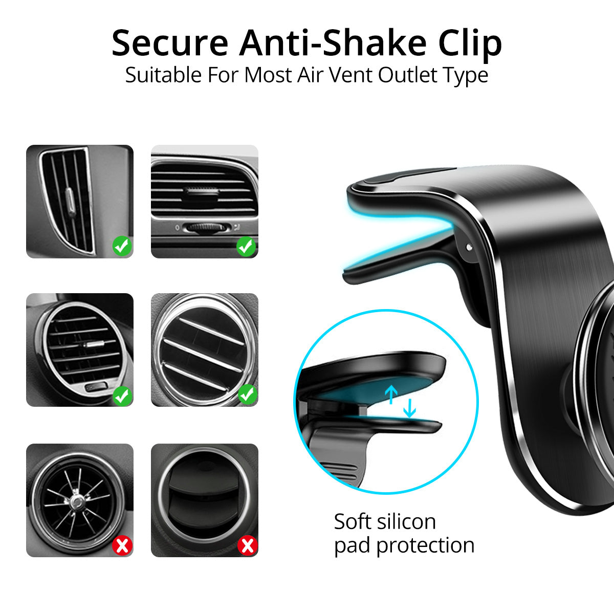 Magnetic Car Phone Holder - Air Vent Mount with Rotation