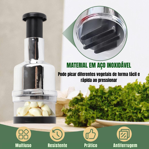KitchenHelp™ Picadora De Aço Para Alho, Cebola, Gengibre, Pimenta E Fruta