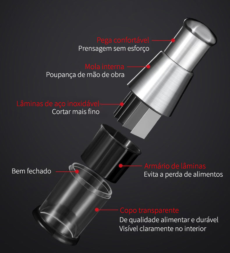 KitchenHelp™ Picadora de acero para ajo, cebolla, jengibre, guindilla y fruta