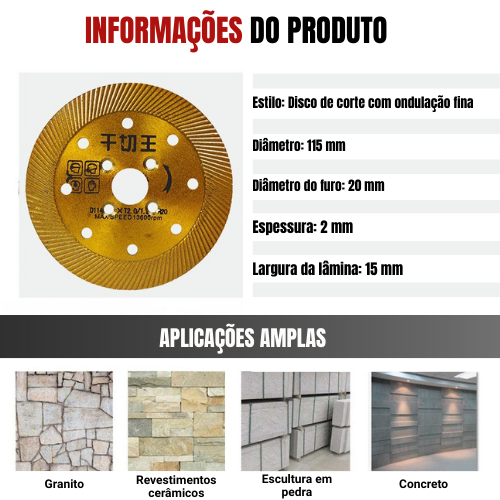 Disco de Corte Diamantado Multifunções 5 em 1