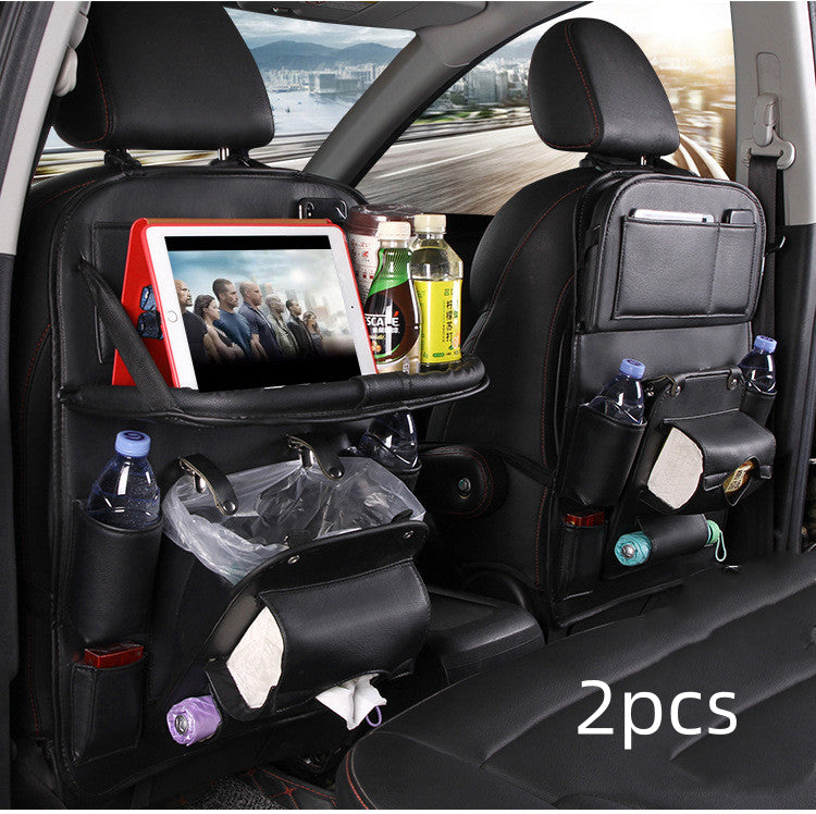 PU Leather Car Storage Bag - Waterproof Seat Back Organizer