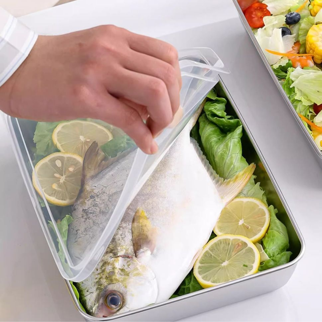 Caixa de Armazenamento SUS304 com Tampa (25x19.5x5cm)