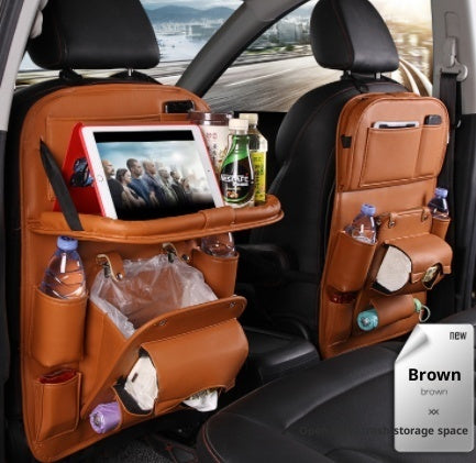 PU Leather Car Storage Bag - Waterproof Seat Back Organizer