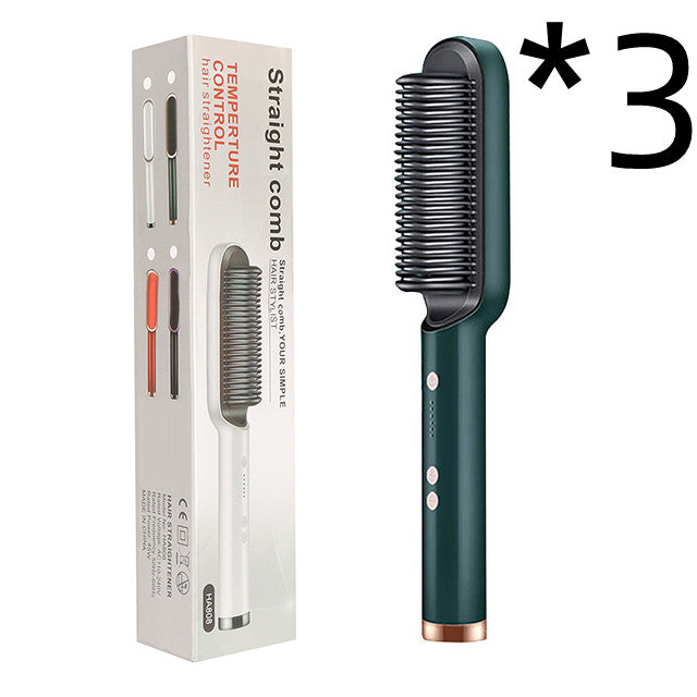 2-in-1 Hair Straightener Hot Comb - Negative Ion Curling Brush