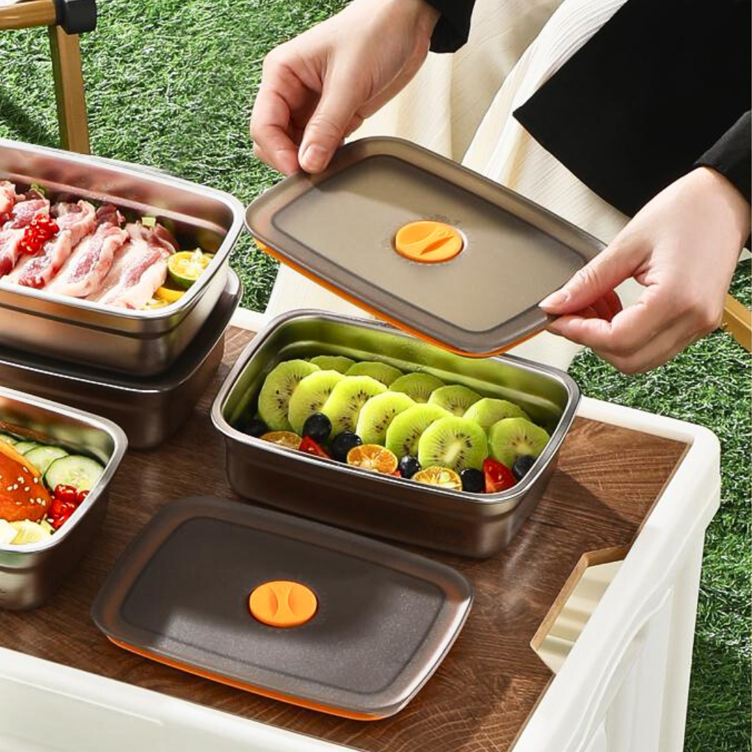 Recipiente Hermético em Aço Inoxidável SUS316 (19x14x6cm)