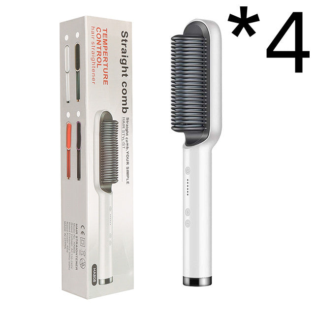 2-in-1 Hair Straightener Hot Comb - Negative Ion Curling Brush