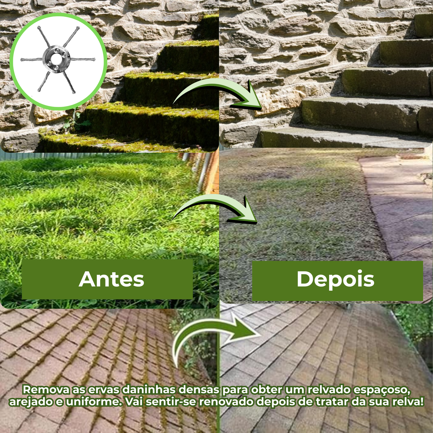 Cabeça de Corta-Relva com 6 Braços de Arame de Aço