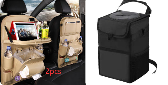 PU Leather Car Storage Bag - Waterproof Seat Back Organizer