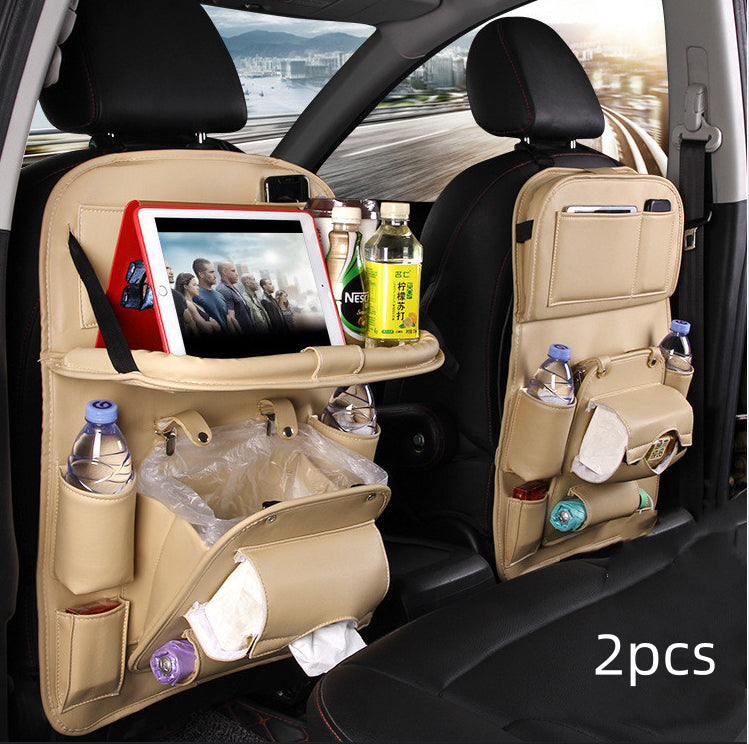 PU Leather Car Storage Bag - Waterproof Seat Back Organizer