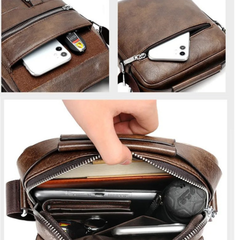 Bolsa De Ombro De Couro Vintage Para Homem