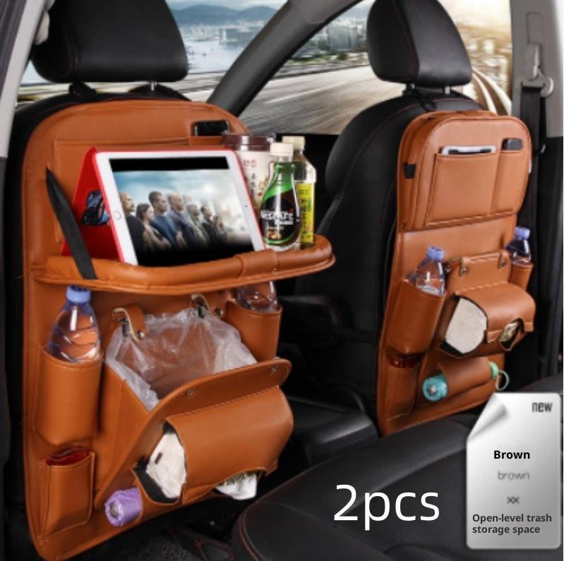 PU Leather Car Storage Bag - Waterproof Seat Back Organizer