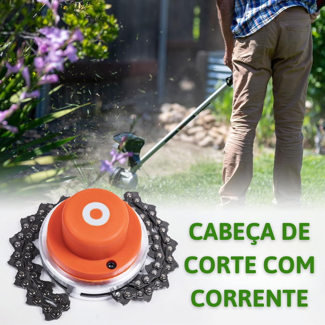 Cabeça de corte em aço com corrente – Corte limpo, durabilidade e segurança total