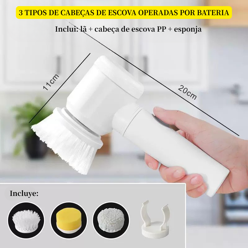 Escova Elétrica 3 em 1 para Limpeza Doméstica