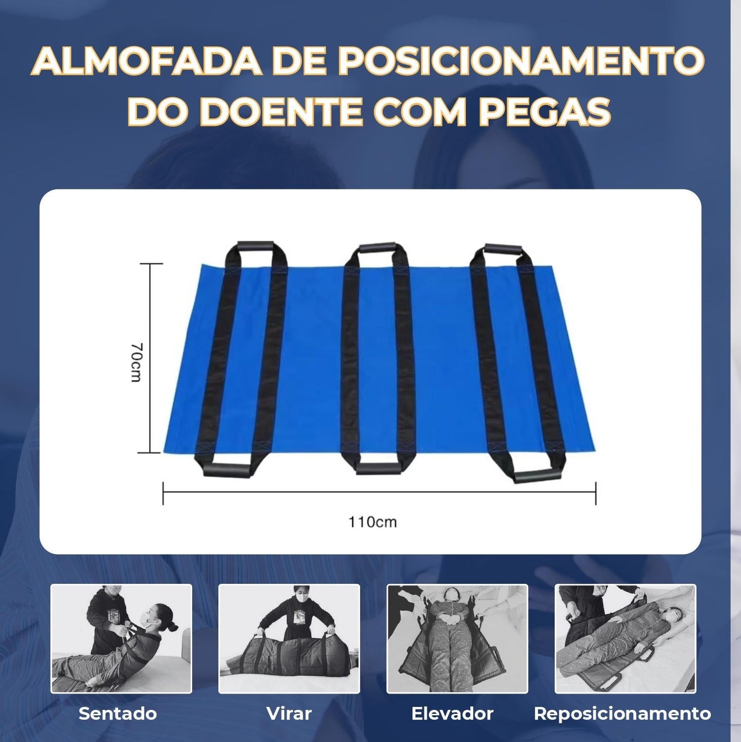 Tábua de Transferência de Doentes com 6 Pegas Reforçadas