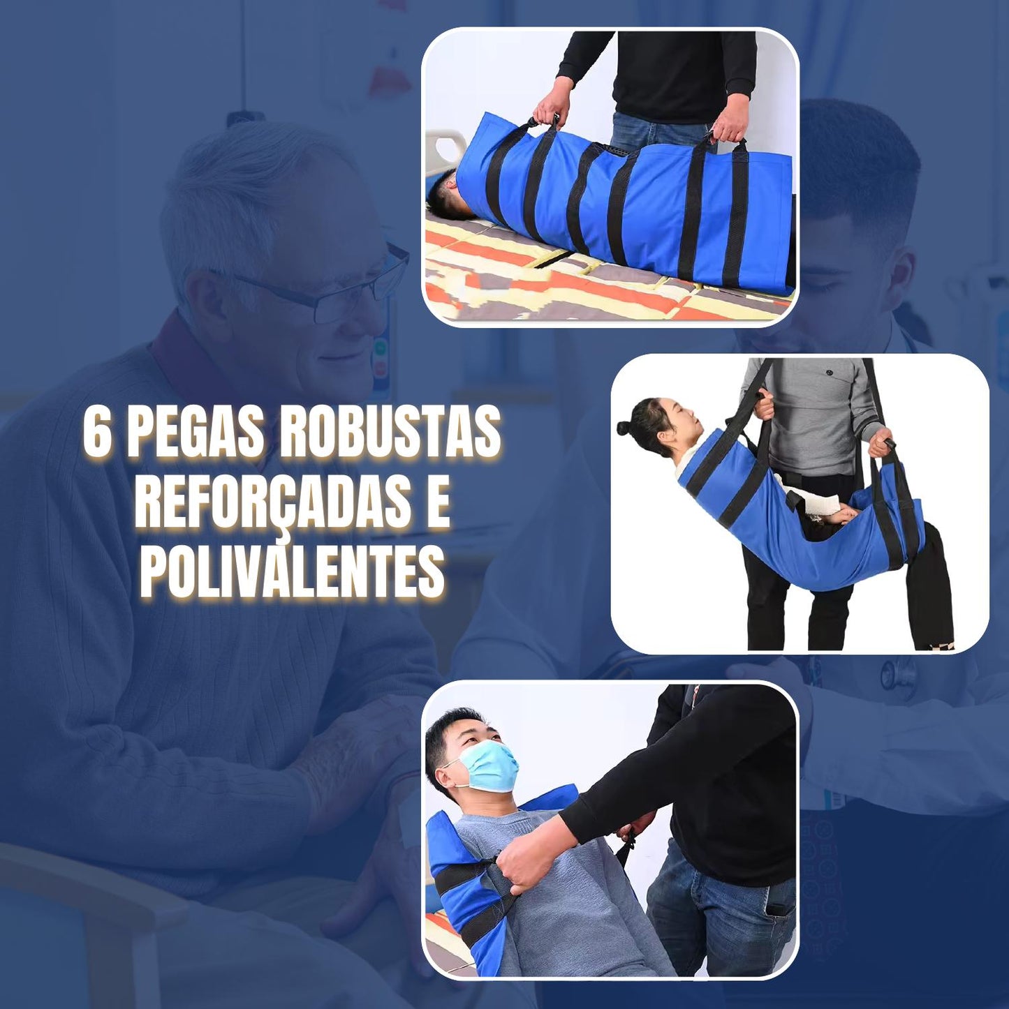 Tábua de Transferência de Doentes com 6 Pegas Reforçadas