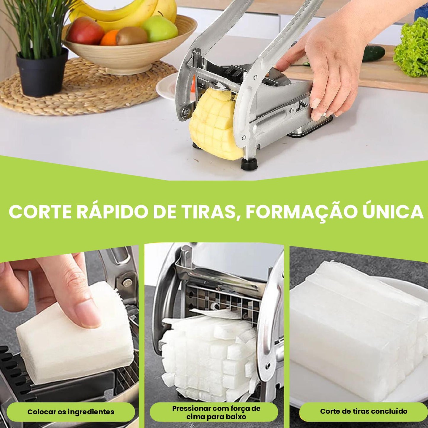 Cortador De Batatas E Legumes Em Aço Inoxidável.