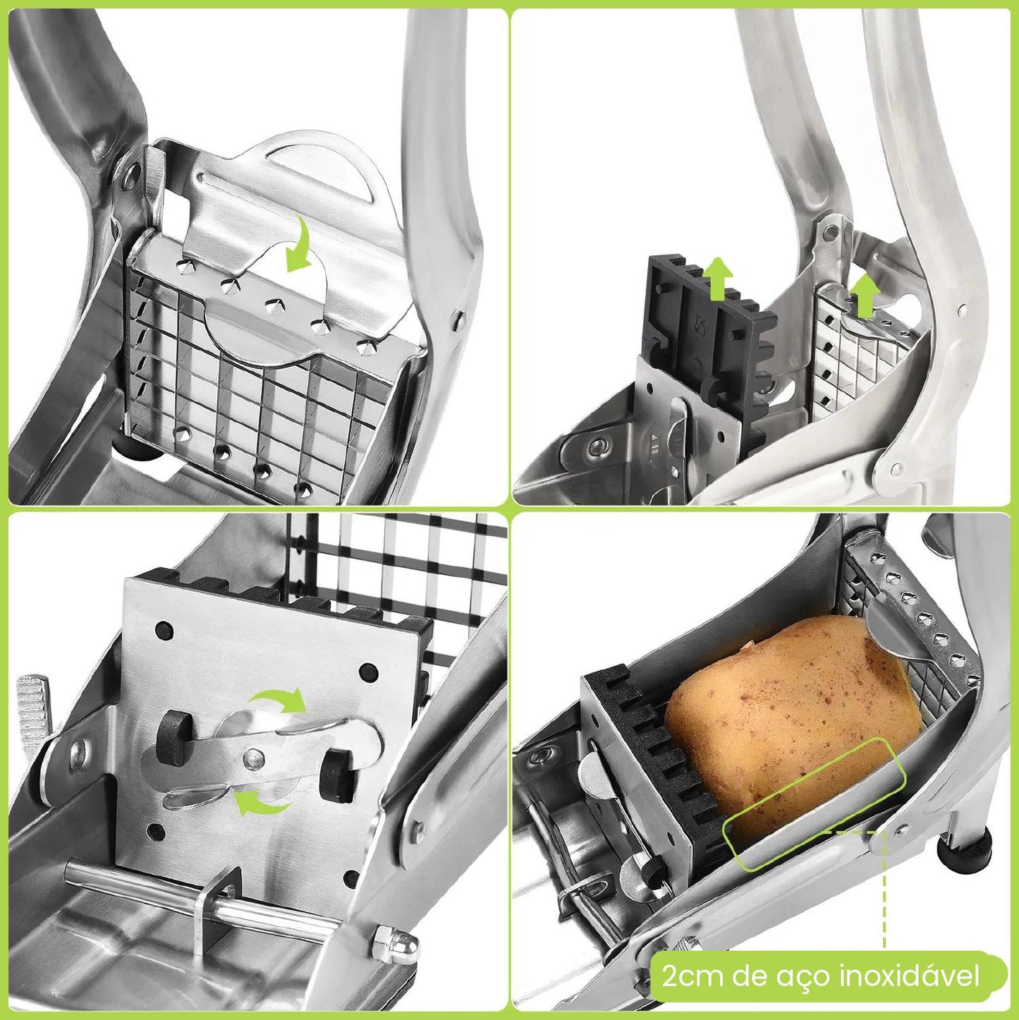 Cortador De Batatas E Legumes Em Aço Inoxidável.