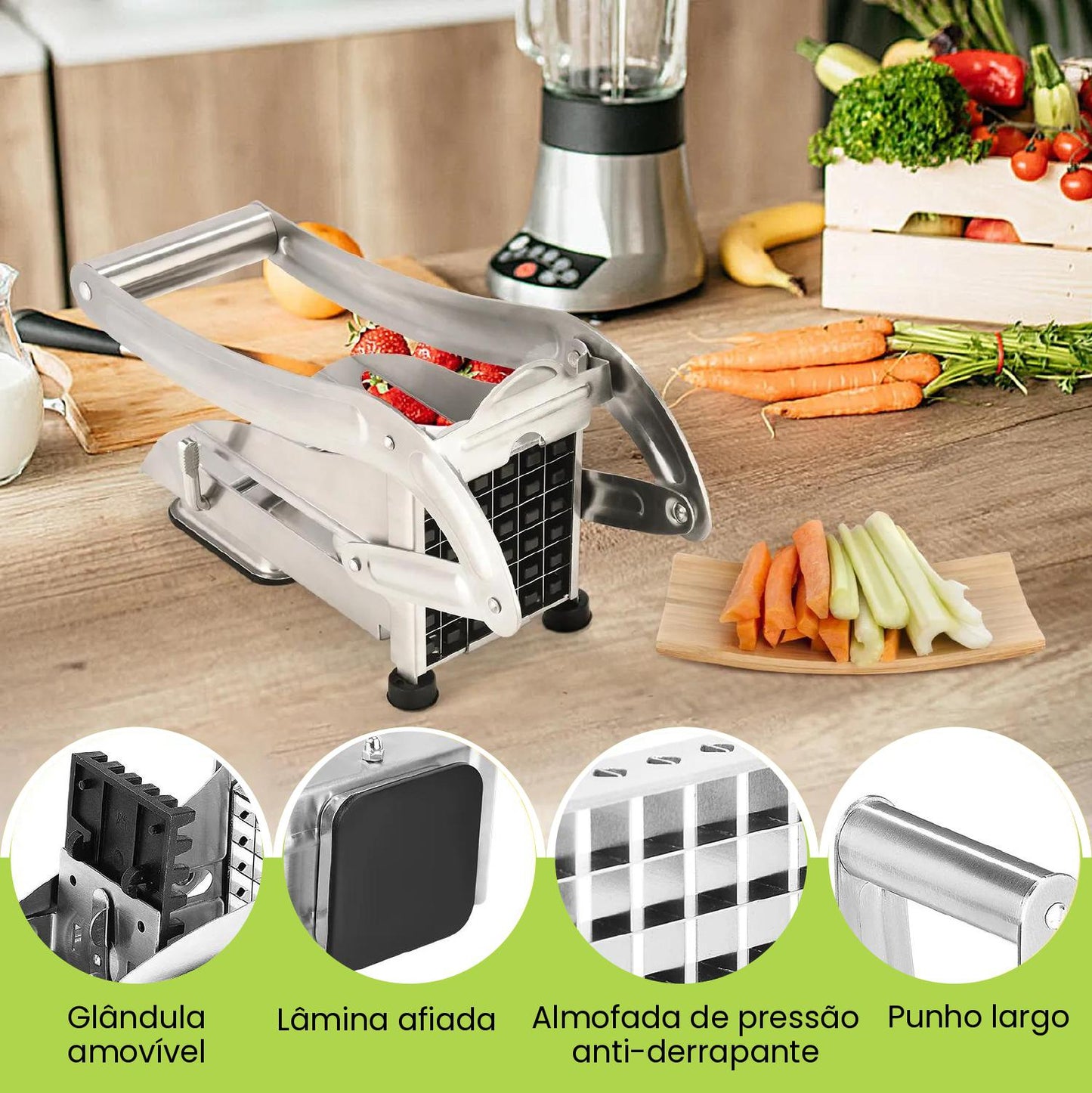 Cortador De Batatas E Legumes Em Aço Inoxidável.