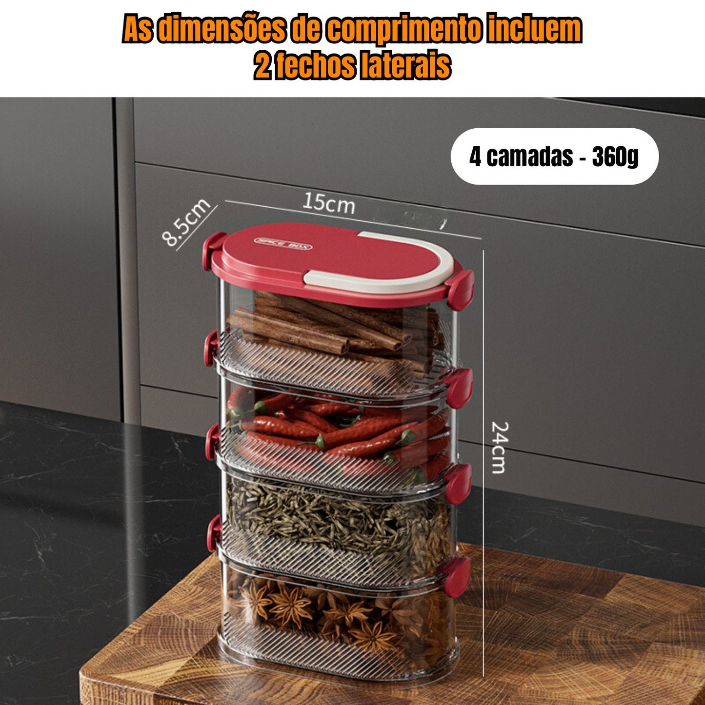 Potes Empilháveis 4 em 1 com Tampa Hermética – Mais Espaço, Mais Frescor