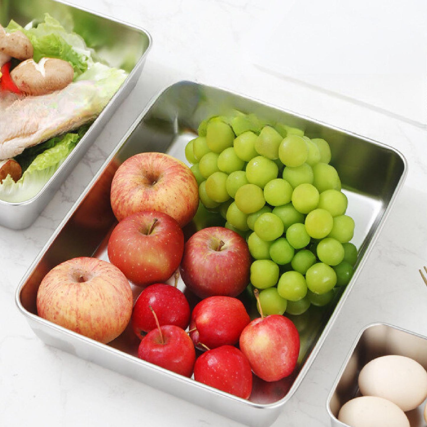 Tabuleiro de Servir em Aço Inoxidável com Tampa (2000ml)