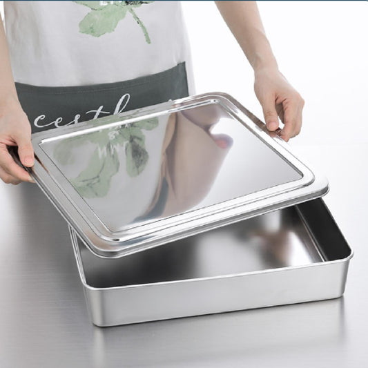 Tabuleiro de Servir em Aço Inoxidável com Tampa (2000ml)