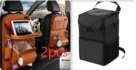 PU Leather Car Storage Bag - Waterproof Seat Back Organizer
