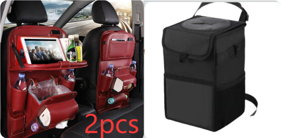 PU Leather Car Storage Bag - Waterproof Seat Back Organizer