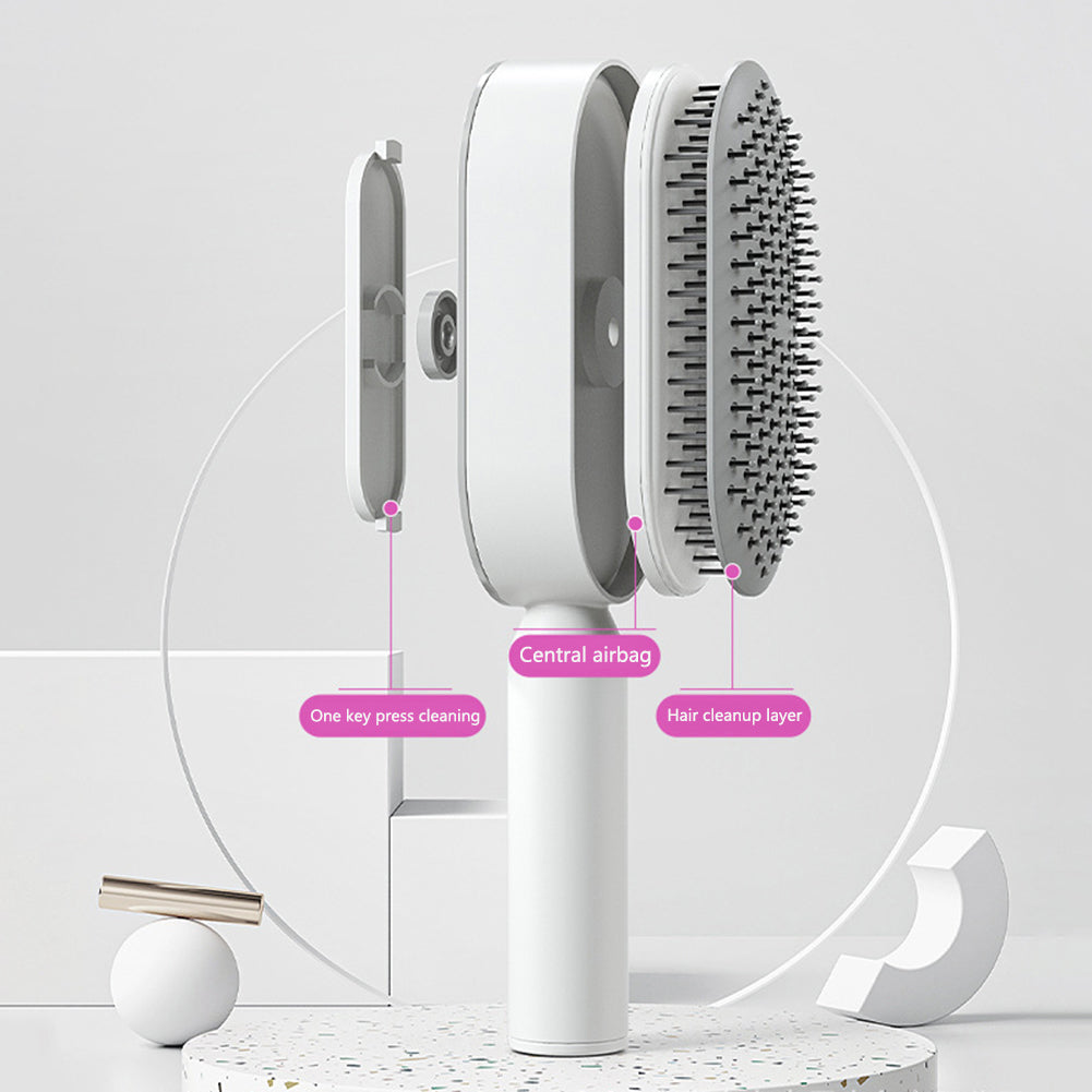 Self Cleaning Hair Brush - One-Key Cleaning Anti-Static Comb