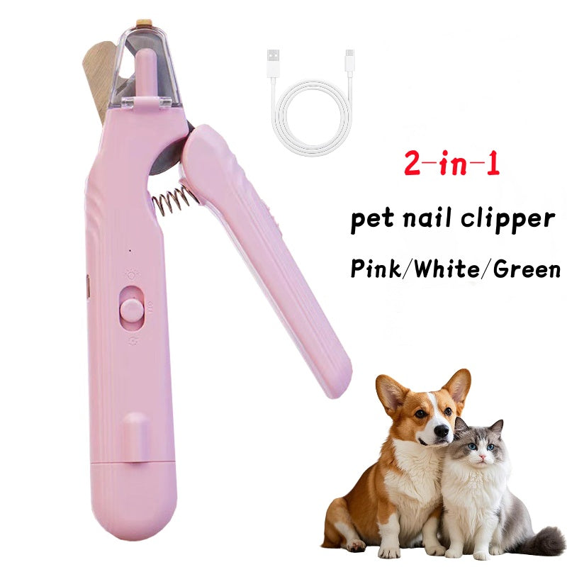 2 In 1 Pet Nail Clippers With LED Light