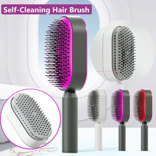 Self Cleaning Hair Brush - One-Key Cleaning Anti-Static Comb