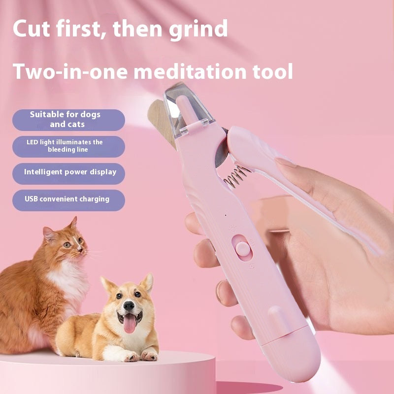 2 In 1 Pet Nail Clippers With LED Light