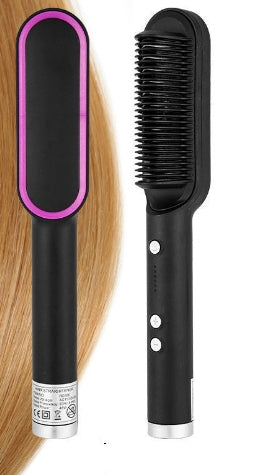 2-in-1 Hair Straightener Hot Comb - Negative Ion Curling Brush