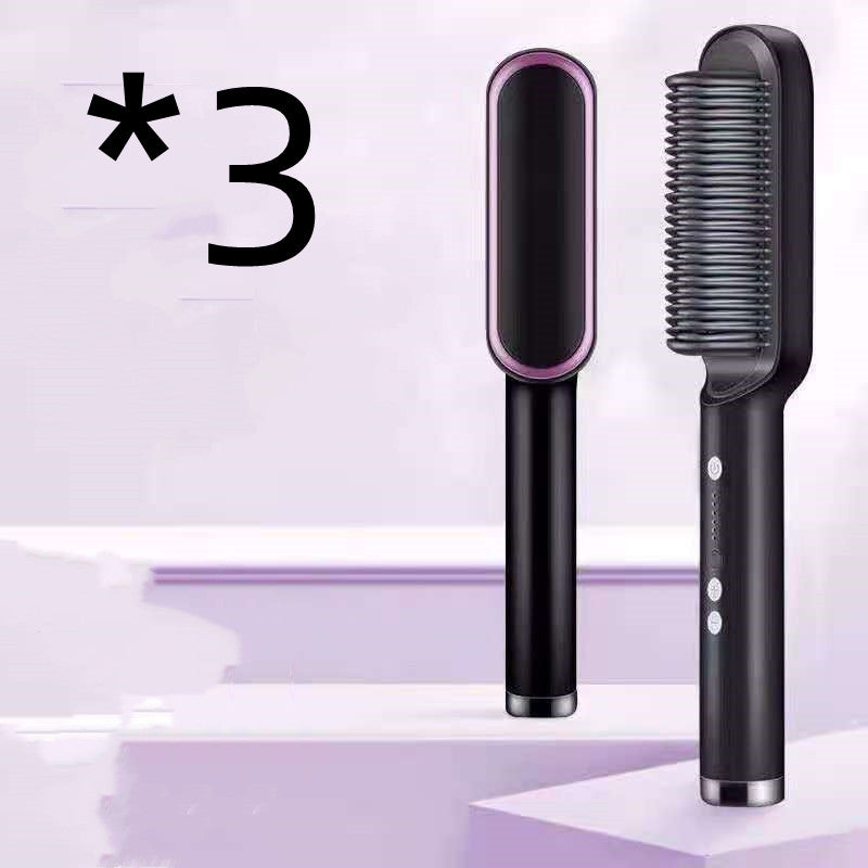 2-in-1 Hair Straightener Hot Comb - Negative Ion Curling Brush
