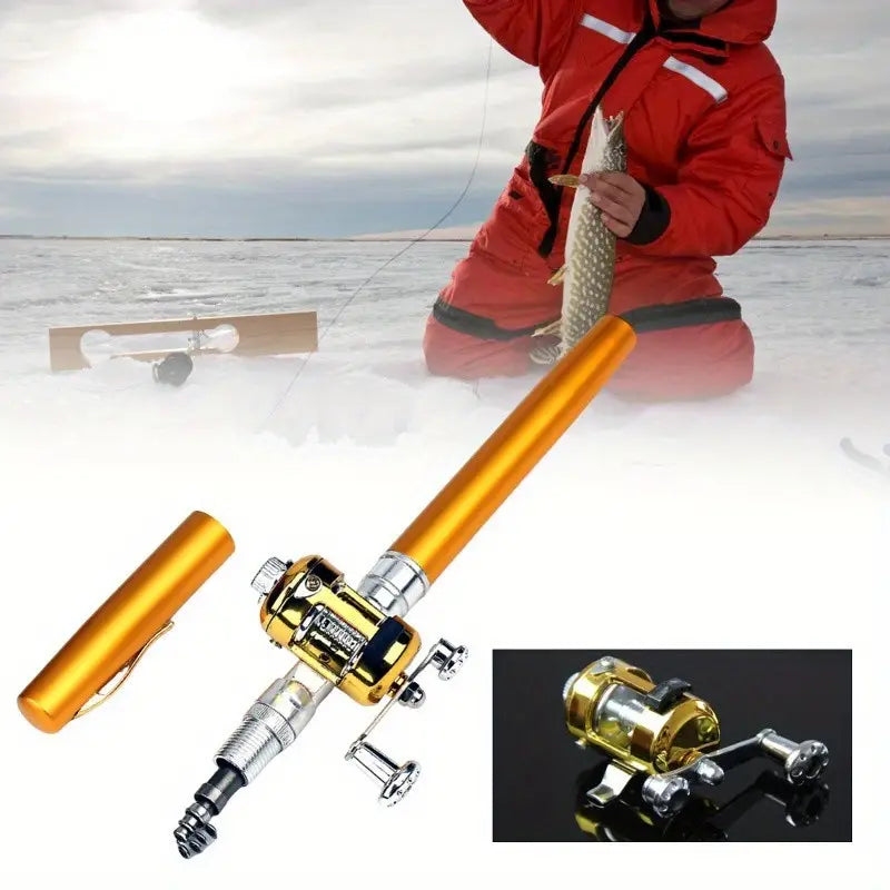 Conjunto de Vara de Pesca Mini Telescópica com Carretilha