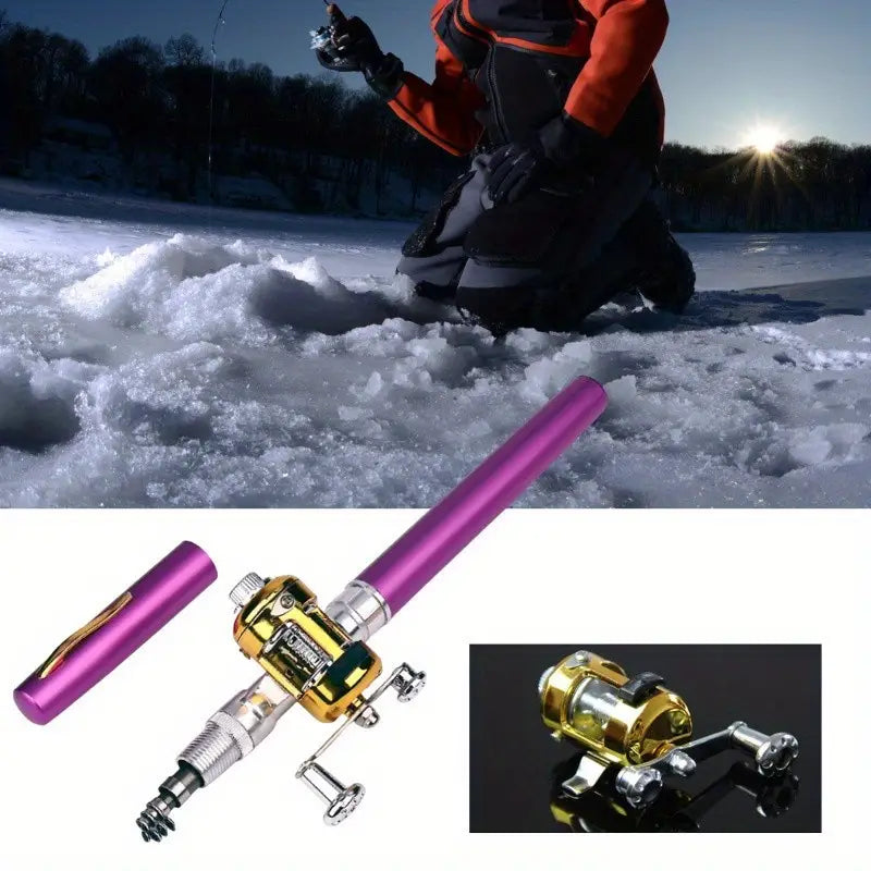 Conjunto de Vara de Pesca Mini Telescópica com Carretilha